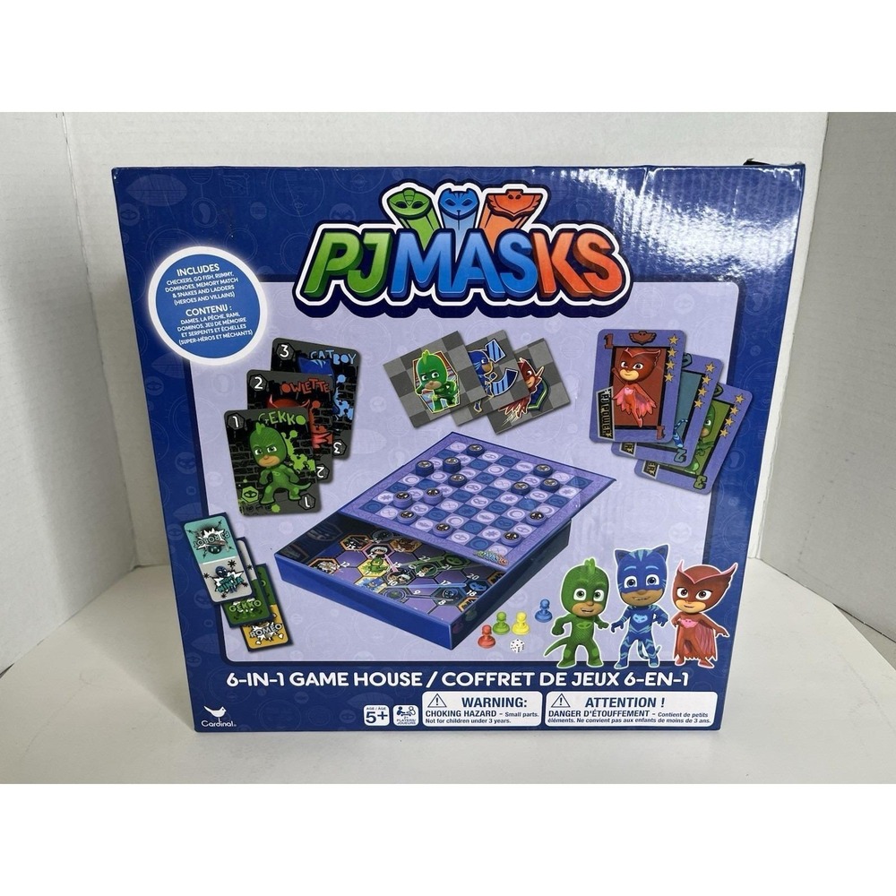 PJ Masks 6 In 1 Board Card Games Set Checkers Rummy Go Fish Memory Dominos